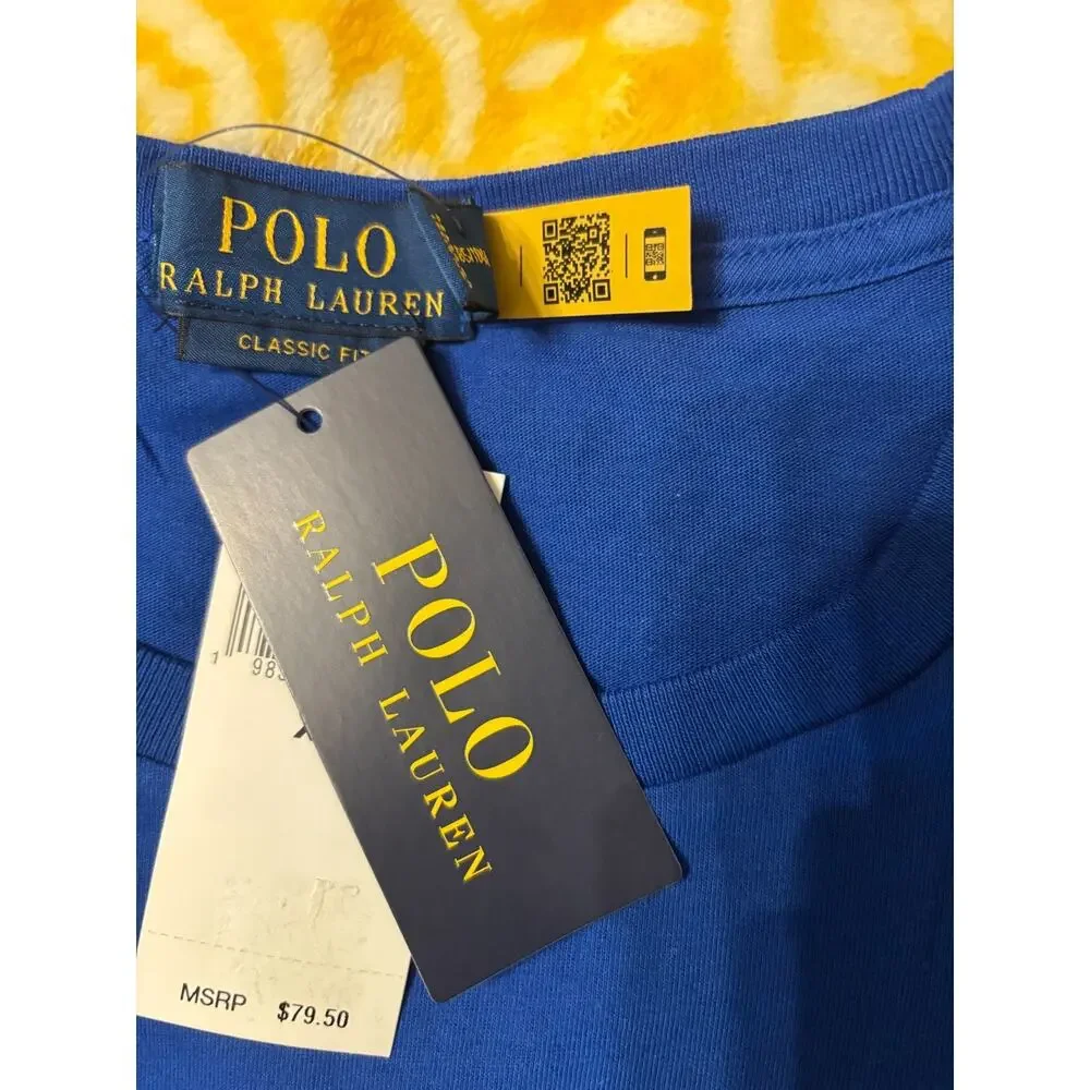NWT Polo Ralph Lauren Men's XL Long Sleeve T-Shirt Blue Polo Bear Graphic